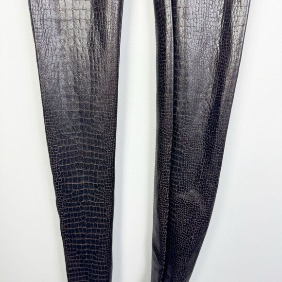 SPANX | Faux Leather Brown Croc Reptile Print Leggings Women’s Size Small - Picture 5 of 9